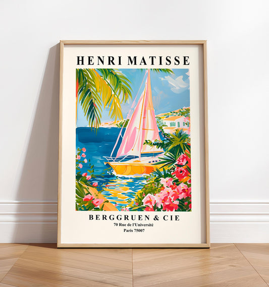 Matisse Style Sailing Boat Art Print: Beachy Summer Vibes