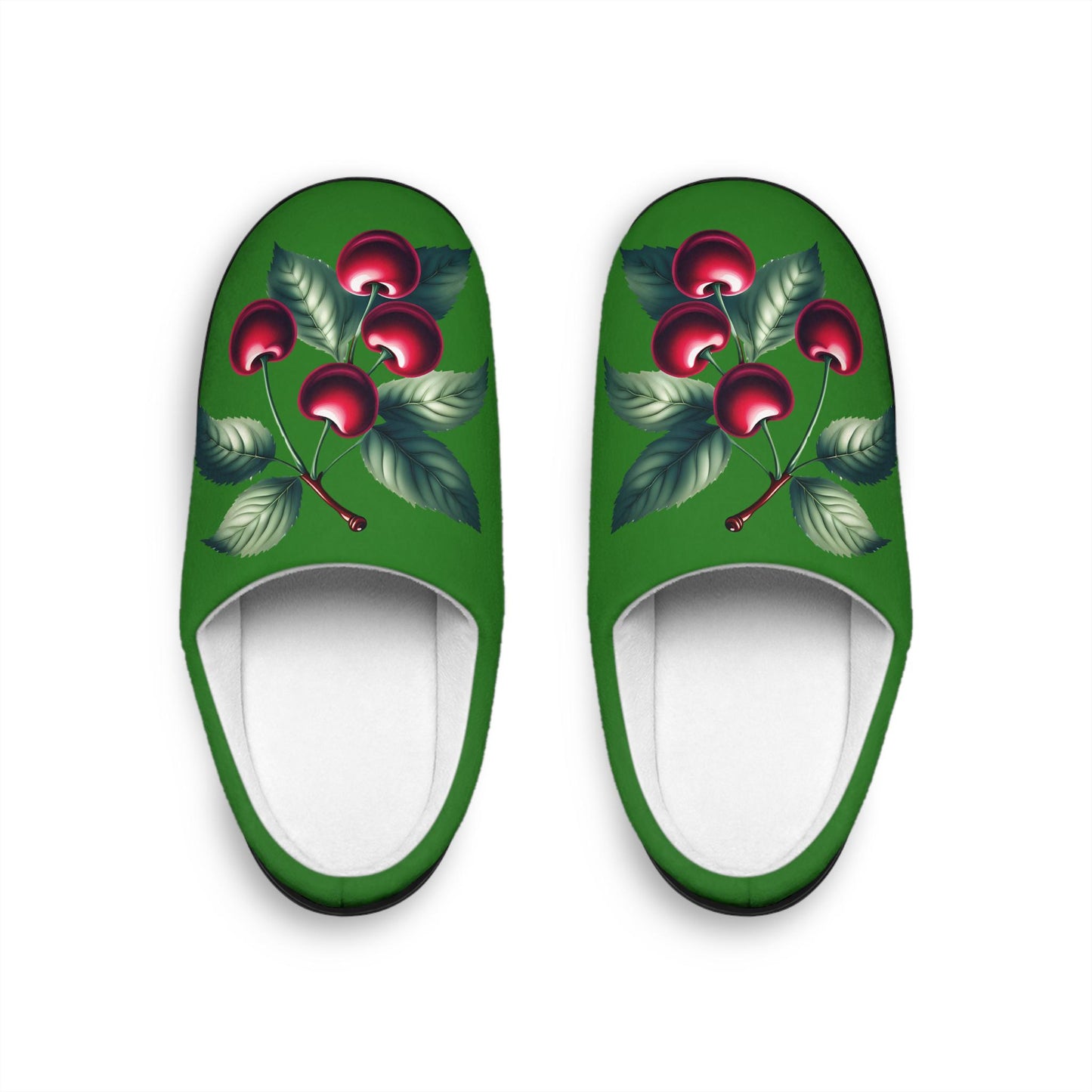 Women'sSlippers FestiveGreen Cherry-Designed Cozy Indoor Footwear Christmas-like Tree Green Cherry Lovers Gift Fruit Slippers