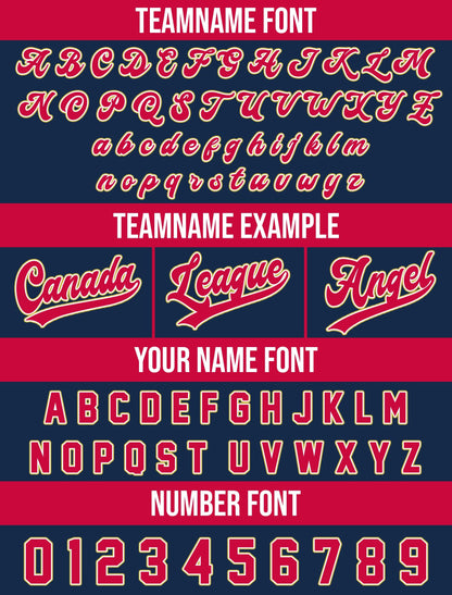 Custom Baseball Jersey with Team Name Number, Jersey Shirt for Men Women Youth Kid, Gifts for Baseball Fans Gradient Pinstripe Navy Red