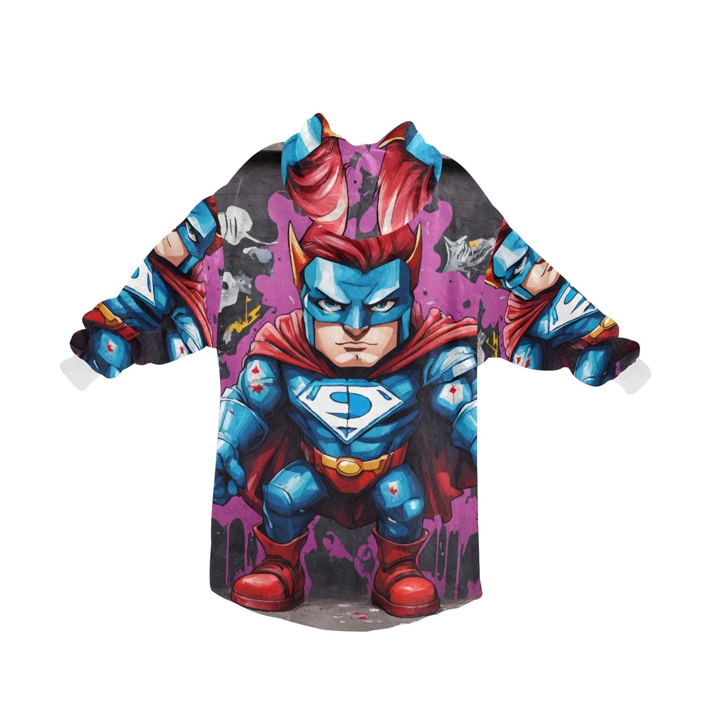Kids Blanket Hoodie Superhero Hero Comics
