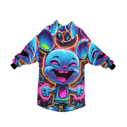 Kids Blanket Hoodie  Art Graffiti Emoji Cartoon Comics Neon