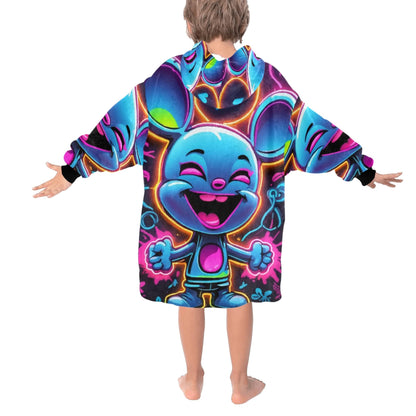 Kids Blanket Hoodie  Art Graffiti Emoji Cartoon Comics Neon