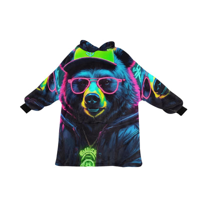 Kids Blanket Hoodie Gangsta Bear