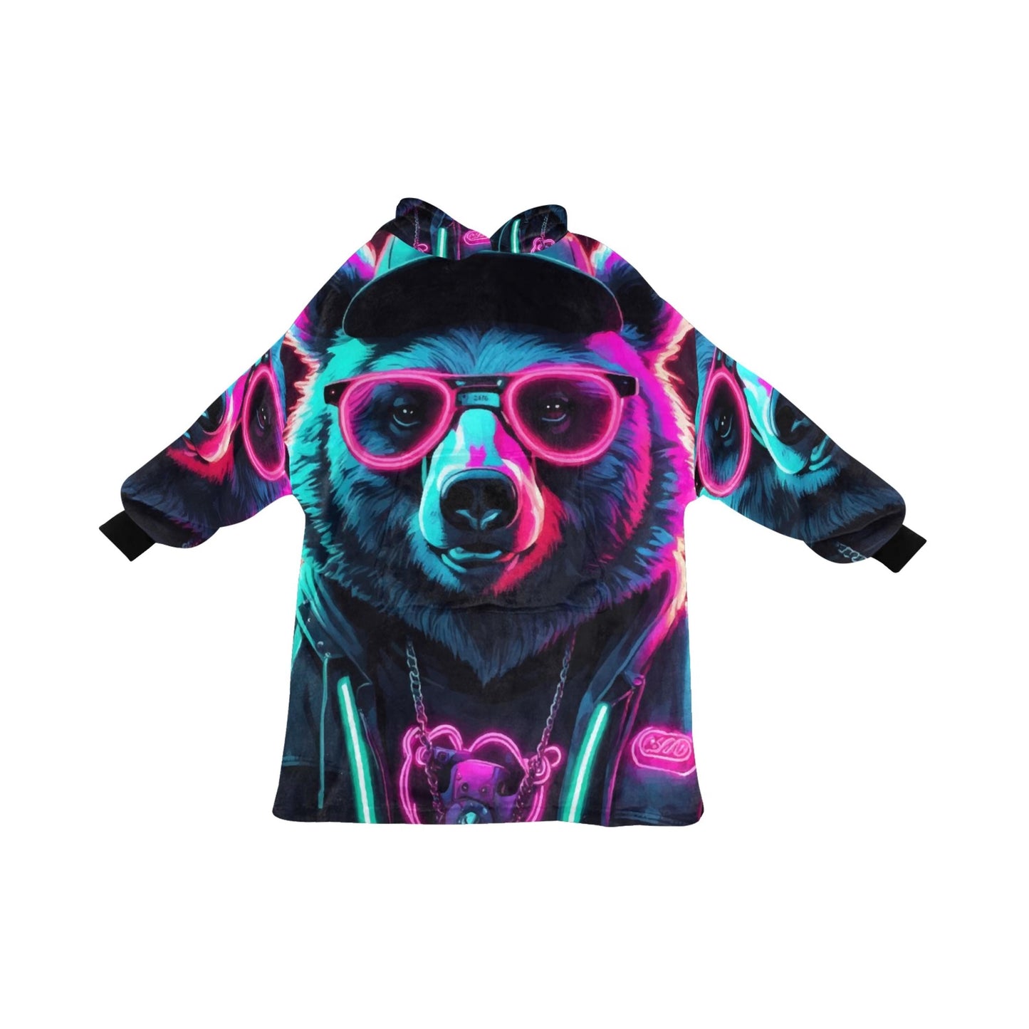 Kids Blanket Hoodie Gangsta Bear Gangster