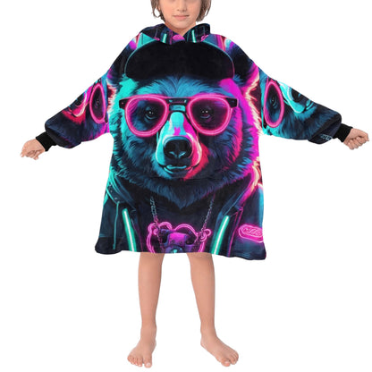 Kids Blanket Hoodie Gangsta Bear Gangster