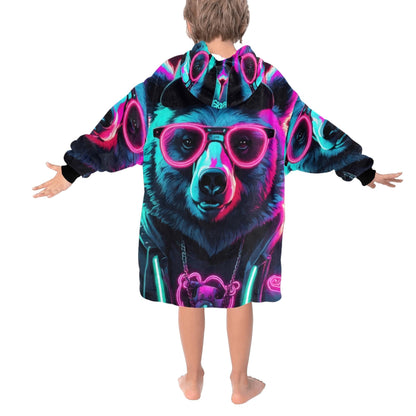 Kids Blanket Hoodie Gangsta Bear Gangster