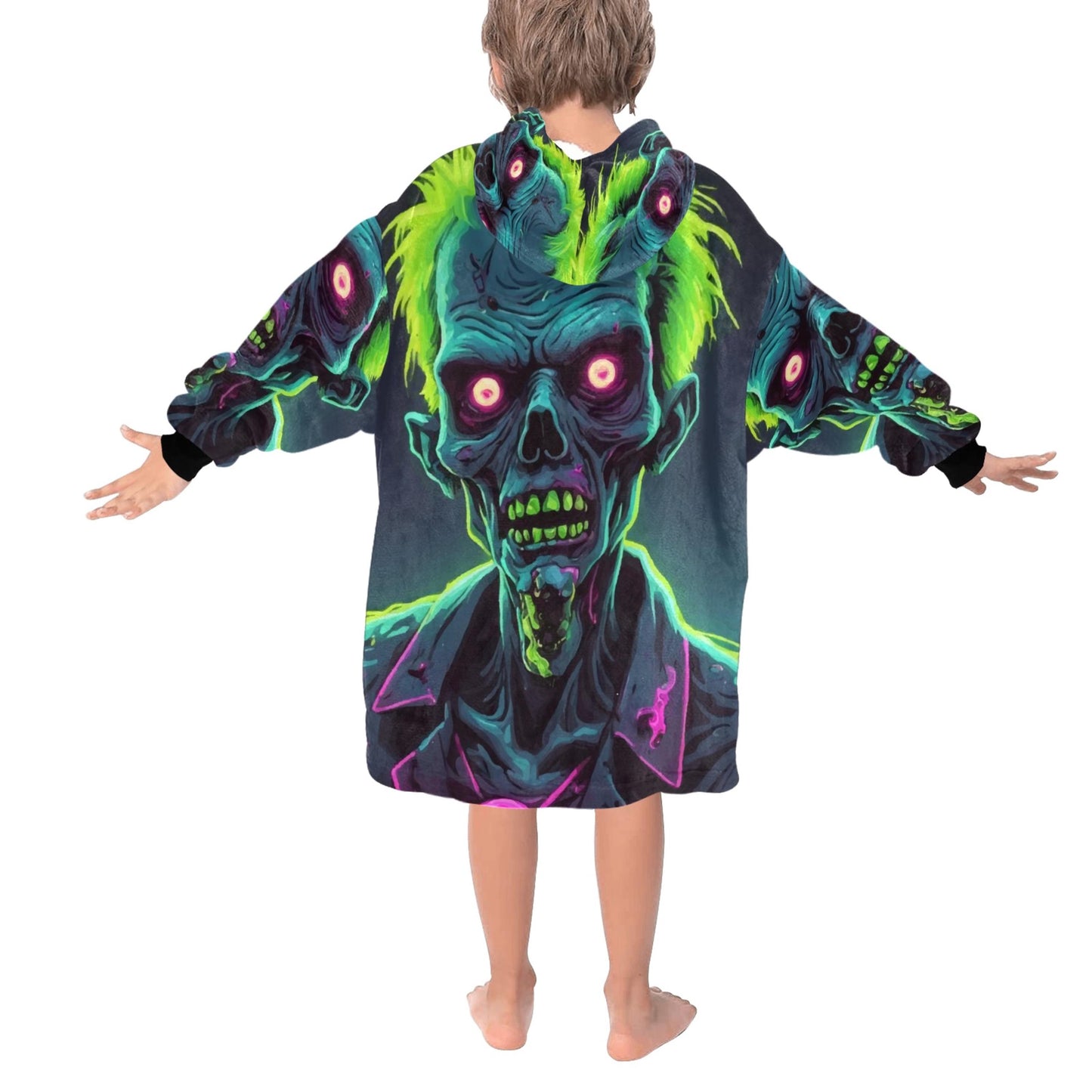 Kids Blanket Hoodie Halloween Horror Zombie