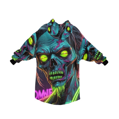 Kids Blanket Hoodie Halloween Horror Zombie Neon