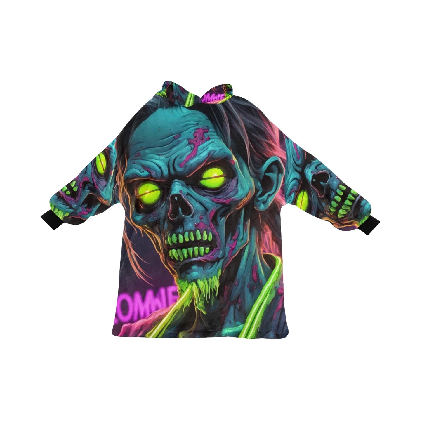 Kids Blanket Hoodie Halloween Horror Zombie Neon