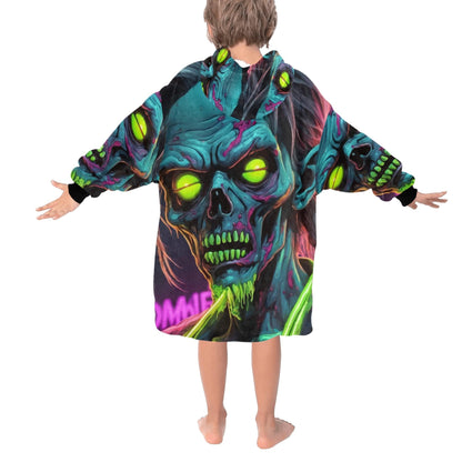 Kids Blanket Hoodie Halloween Horror Zombie Neon