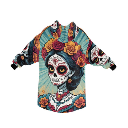 Kids Blanket Hoodie Chicano Día De Los Muertos Mexico La Catrina