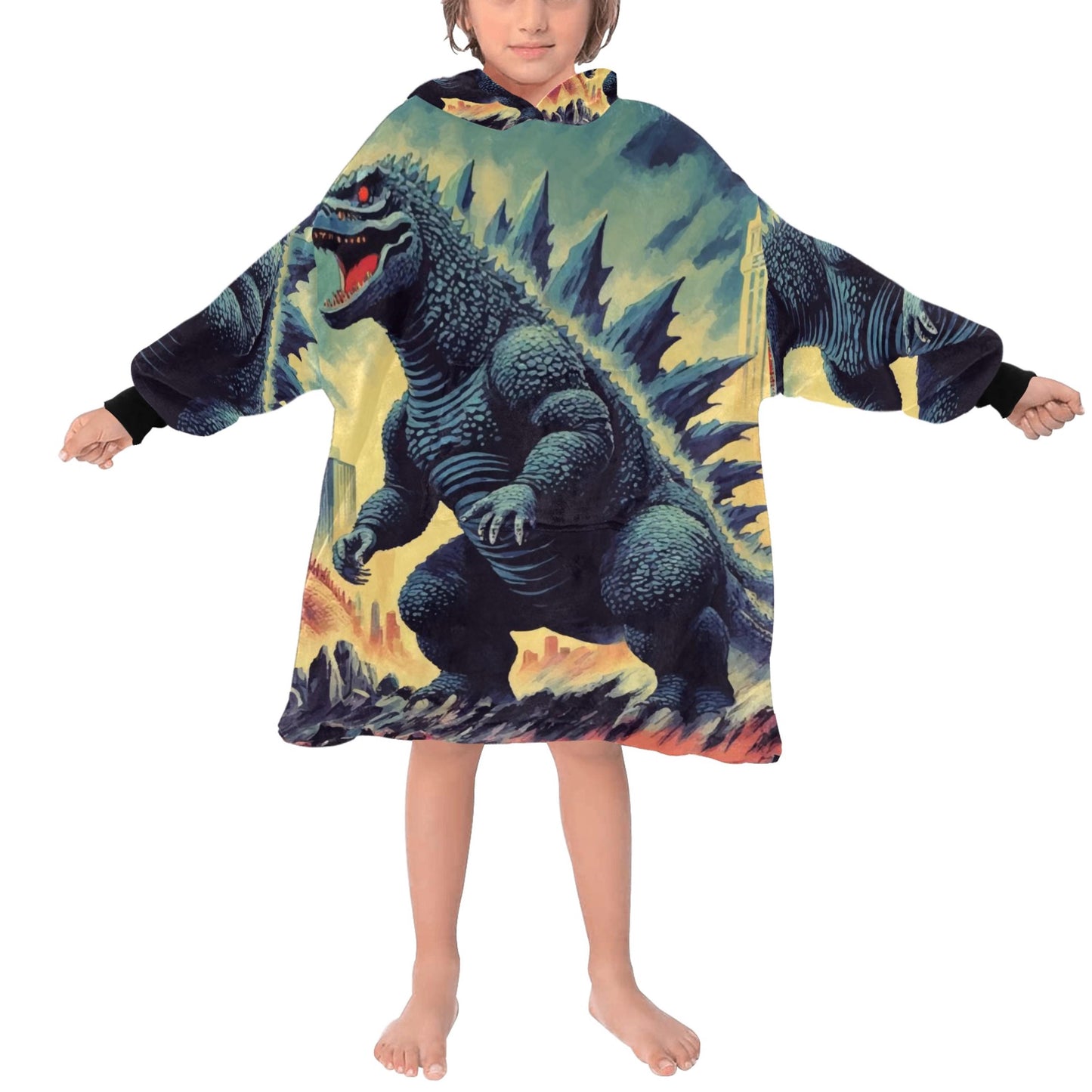 Kids Blanket Hoodie Godzilla Kaiju Gojira Japam Monster