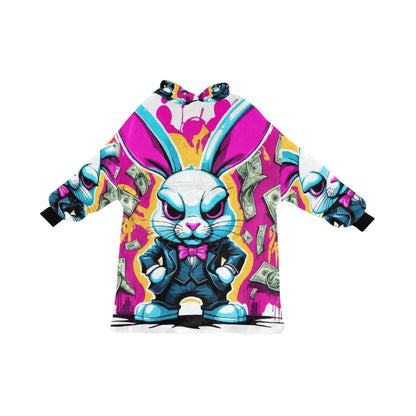 Kids Blanket Hoodie Gangster Bunny Cartoon Gangster