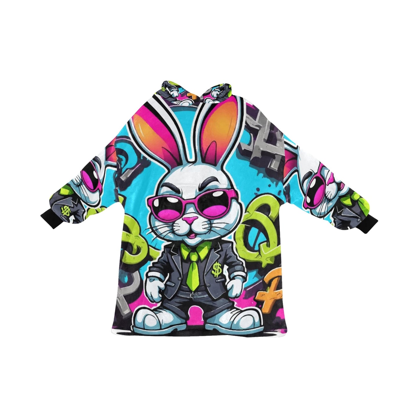 Kids Blanket Hoodie Gangster Bunny Cartoon Gangster Comics