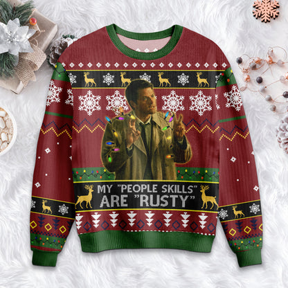 Misha Collins 'My People Skills' Ugly Christmas Sweater: Vintage Movie Quote