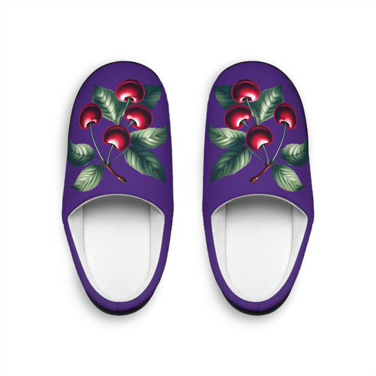 Women'sslippers Purple-colored Houseshoes Slippers Cherry-Inspired Women's IndoorSlippers Cherryfruit Slippergift For Her