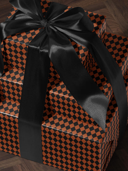 Halloween Wrapping Paper Fall Gift Wrap Orange and Black Paper Harlequin Design October Birthday Gift Wrap Roll Autumn Wrapping Paper Print