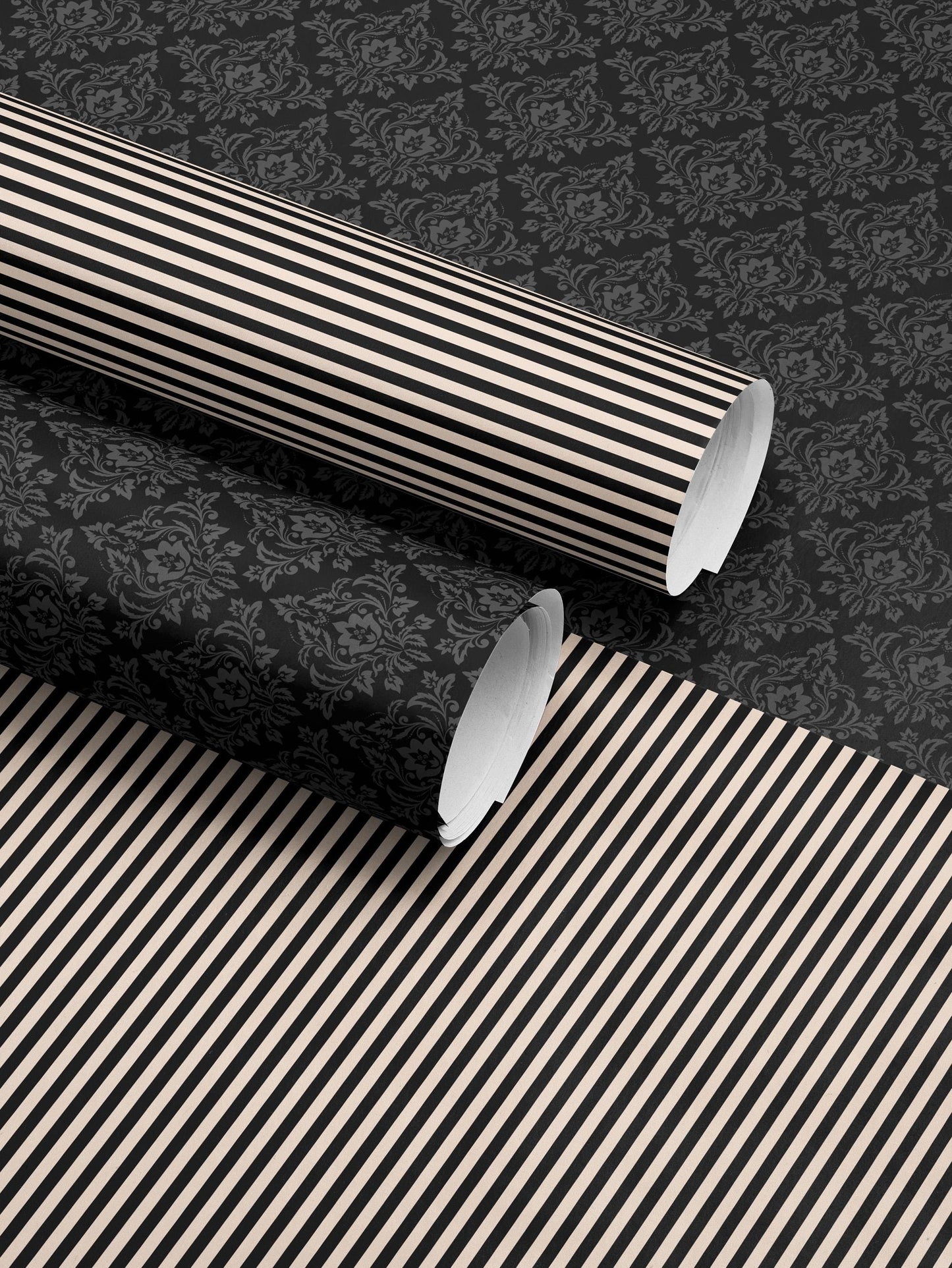 Gothic Gift Wrap Black Wrapping Paper Damask Decor Dark Moody Wrapping Paper Xmas Gift Wrap Paper Elegant Halloween Gift Christmas Party