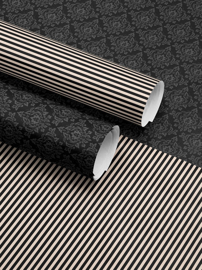 Gothic Gift Wrap Black Wrapping Paper Damask Decor Dark Moody Wrapping Paper Xmas Gift Wrap Paper Elegant Halloween Gift Christmas Party