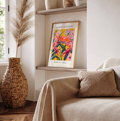 Matisse Style Crab Print: Pink Beachy Coastal Wall Art
