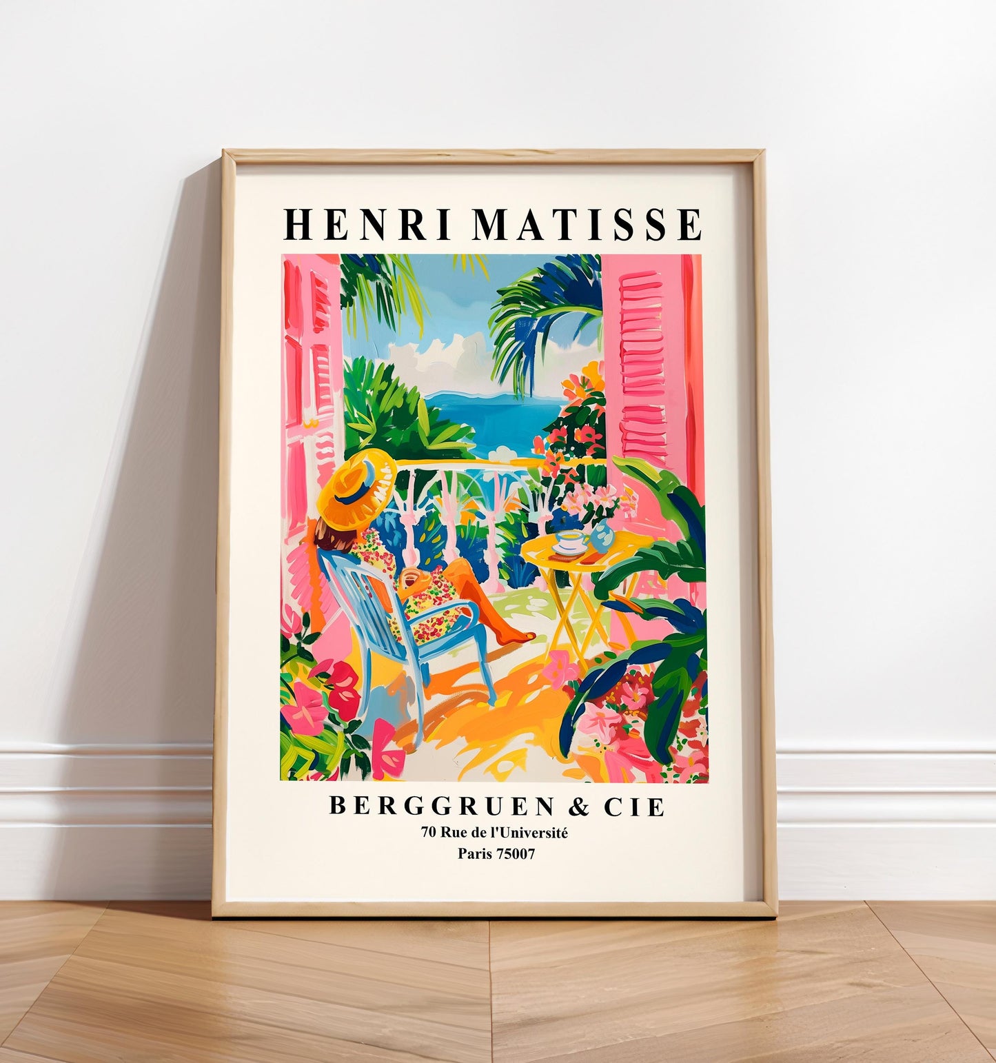 Matisse wall art, Coastal cowgirl print, Woman on a balcony print, Pink dopamine decor