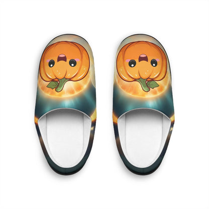 Women Slippers Orange Happy Pumpkin Cozy House Shoes Halloween Slippers Indoor HouseShoes Cute Pumpkin Slippers Bright Fun Footwear