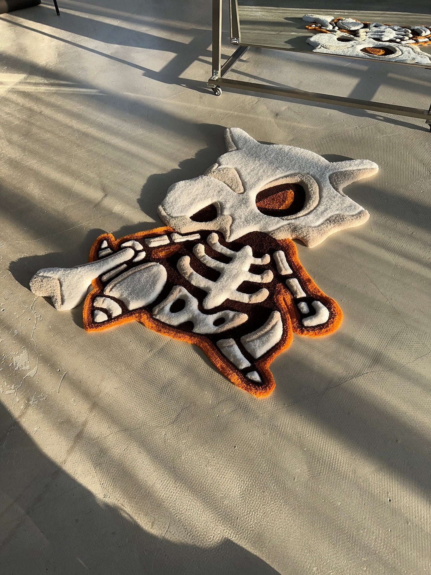 3D Skull Tufted Rug – Handmade Skeleton Rug Inspired by Pop Culture – Unique Home Decor & Gift for Gamers and Anime Fans