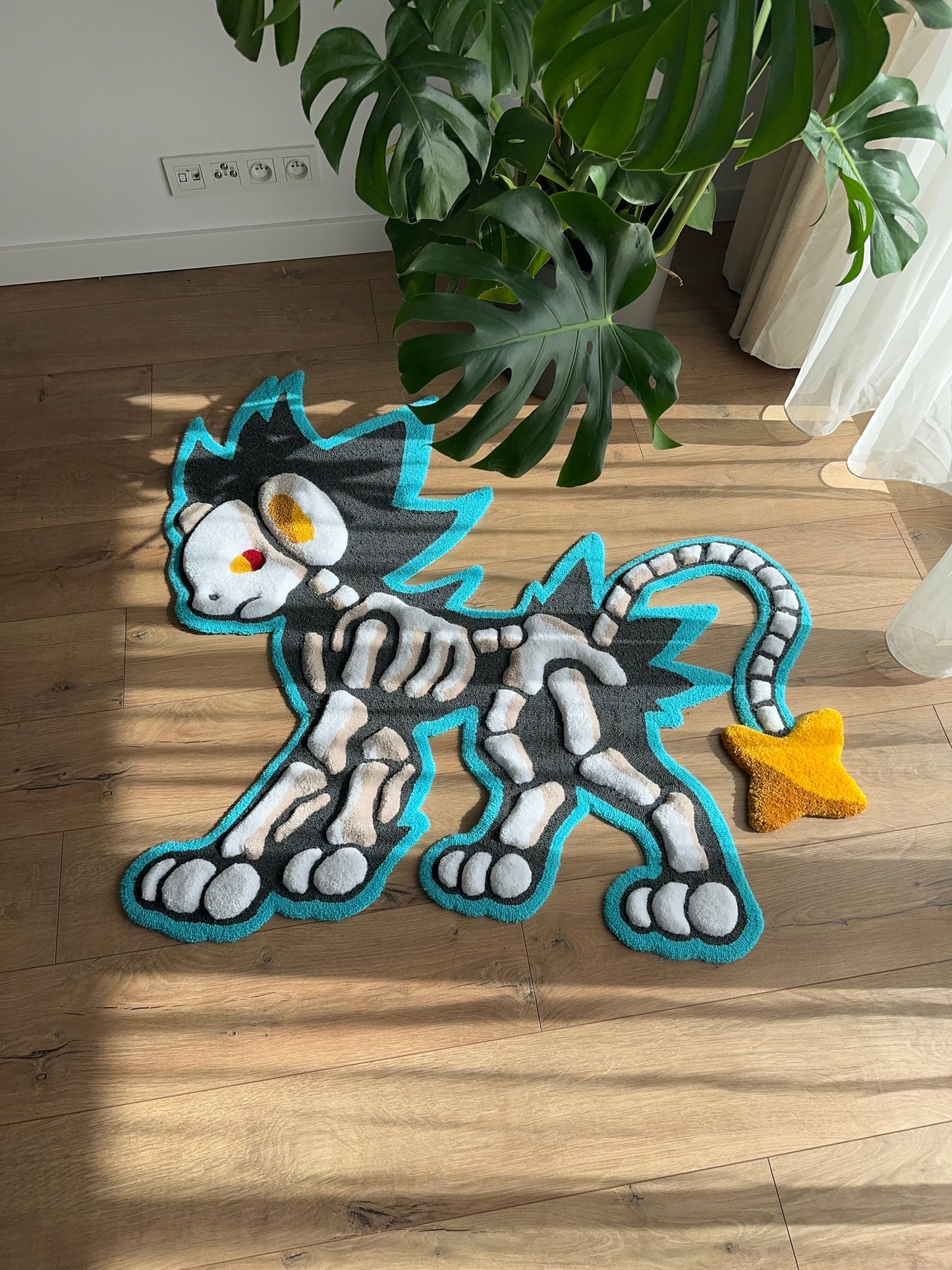 3D Skull Tufted Rug – Handmade Skeleton Rug Inspired by Pop Culture – Unique Home Decor & Gift for Gamers and Anime Fans