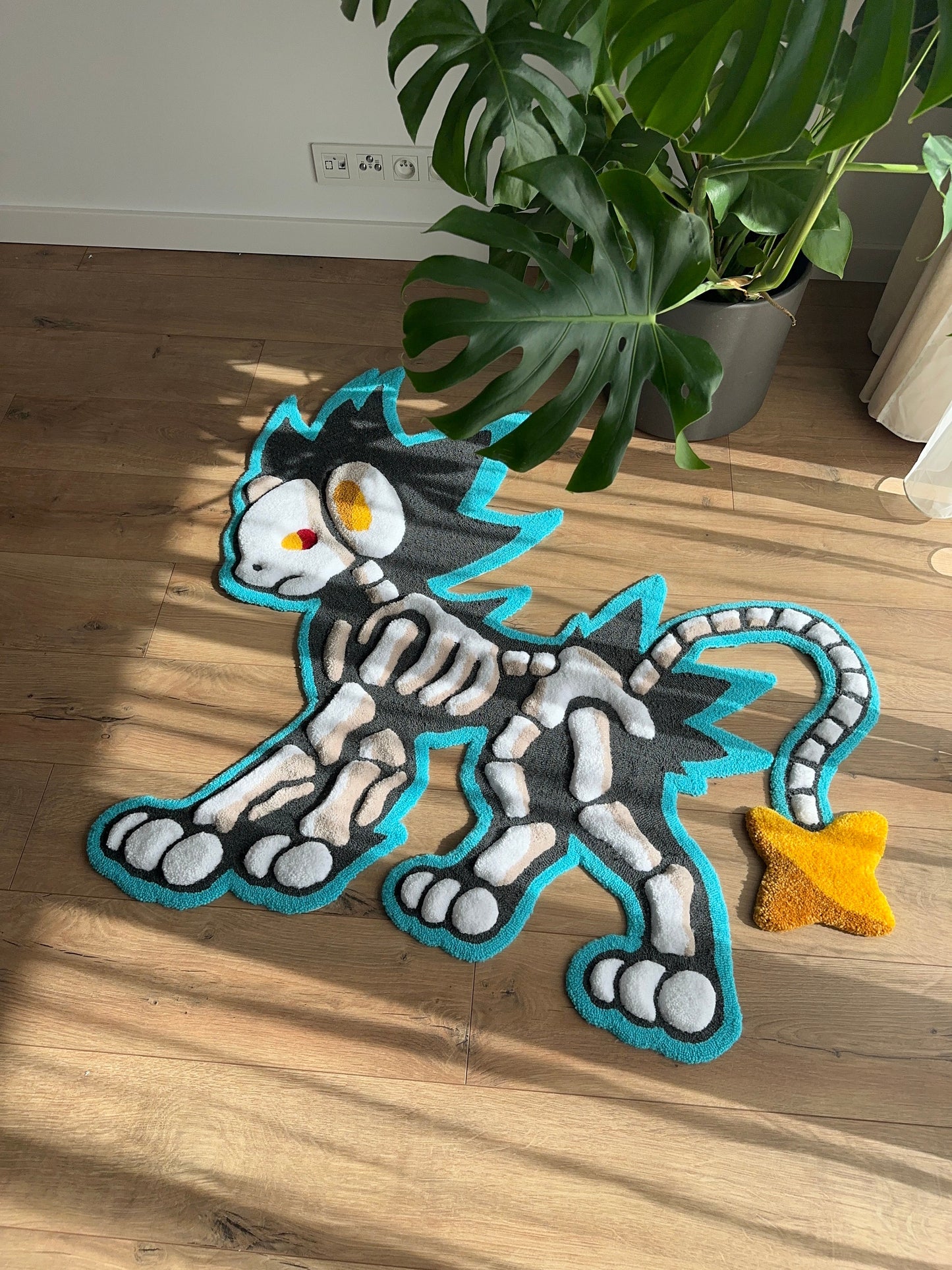 3D Skull Tufted Rug – Handmade Skeleton Rug Inspired by Pop Culture – Unique Home Decor & Gift for Gamers and Anime Fans