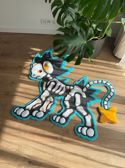 3D Skull Tufted Rug – Handmade Skeleton Rug Inspired by Pop Culture – Unique Home Decor & Gift for Gamers and Anime Fans