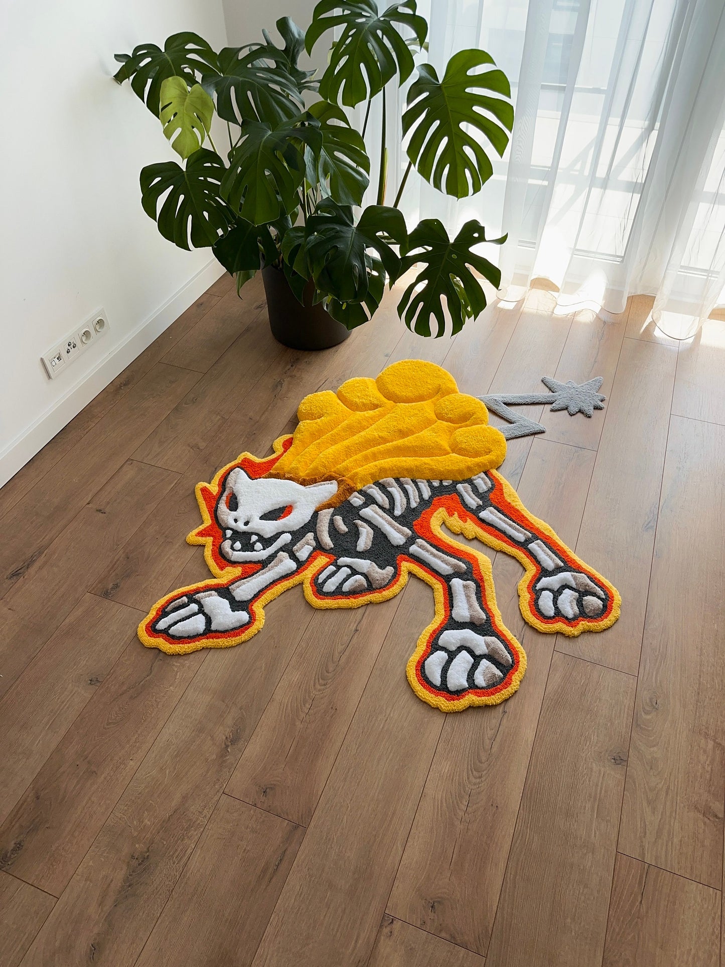 Skeleton tufted rug,3d skull rug, handmade tufted custom rug, living room decor rug, bedroom carpet, area carpet