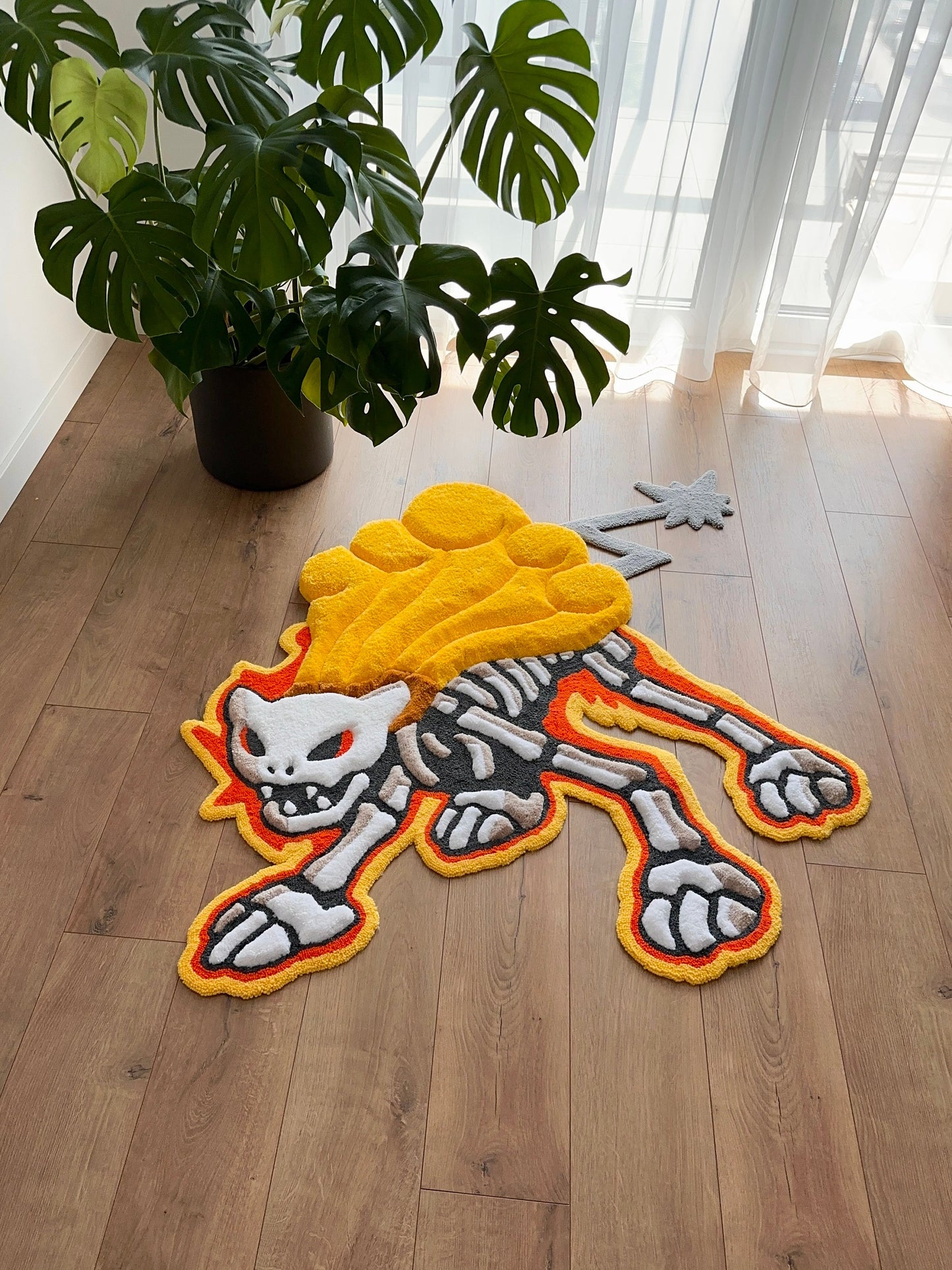 Skeleton tufted rug,3d skull rug, handmade tufted custom rug, living room decor rug, bedroom carpet, area carpet