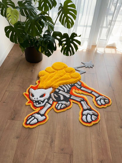 Skeleton tufted rug,3d skull rug, handmade tufted custom rug, living room decor rug, bedroom carpet, area carpet