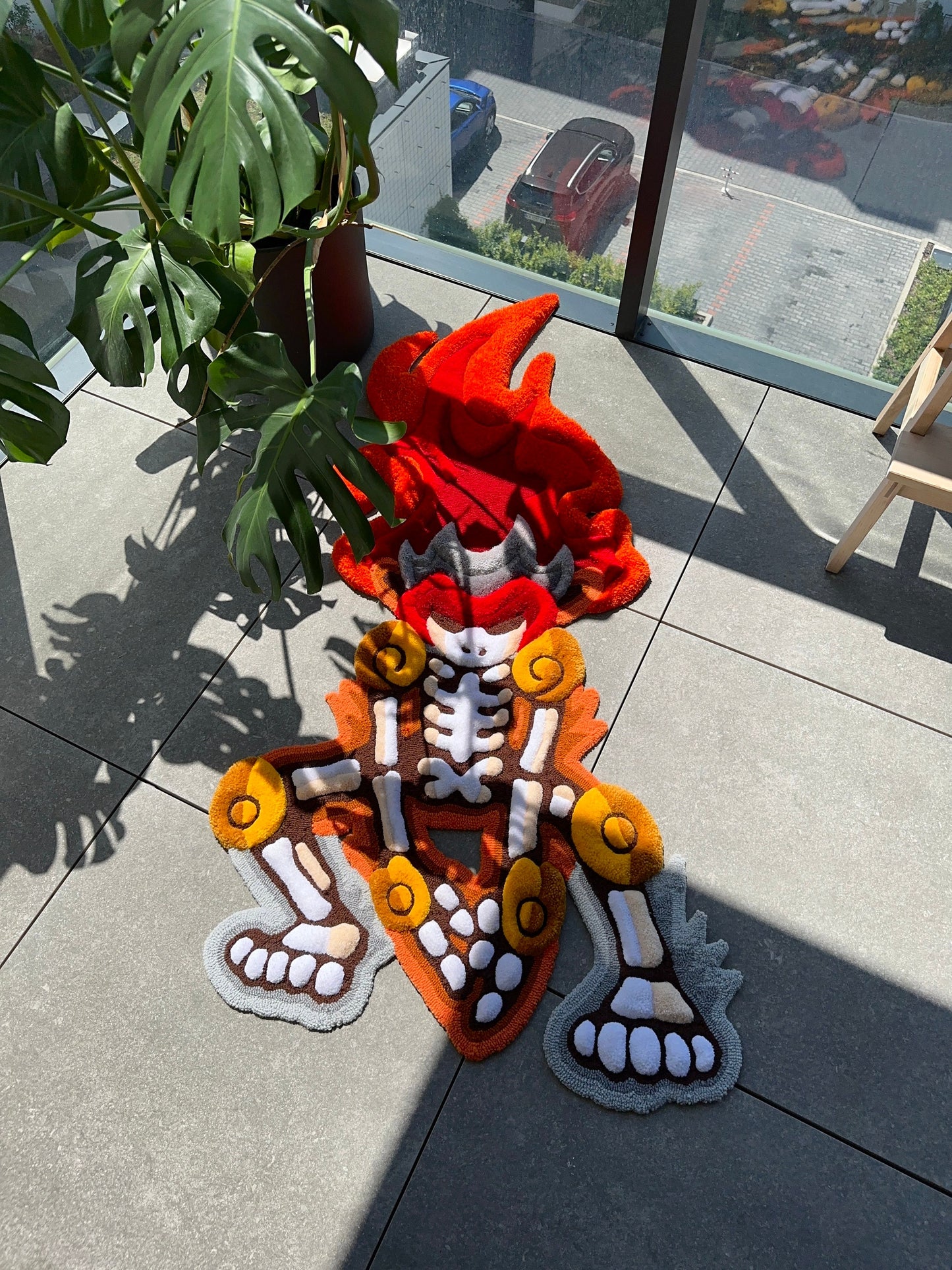 3D Skull Tufted Rug – Handmade Skeleton Rug Inspired by Pop Culture – Unique Home Decor & Gift for Gamers and Anime Fans