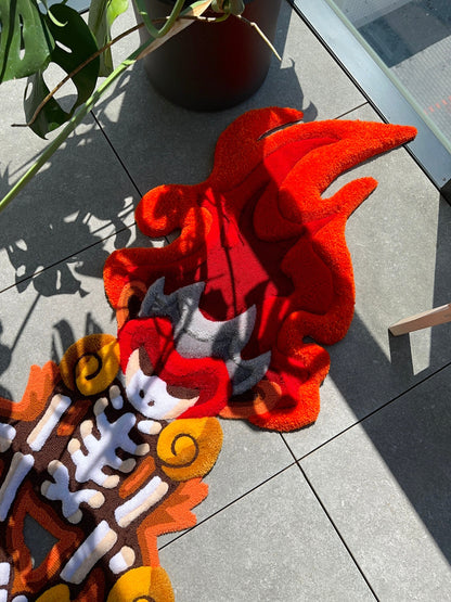 3D Skull Tufted Rug – Handmade Skeleton Rug Inspired by Pop Culture – Unique Home Decor & Gift for Gamers and Anime Fans