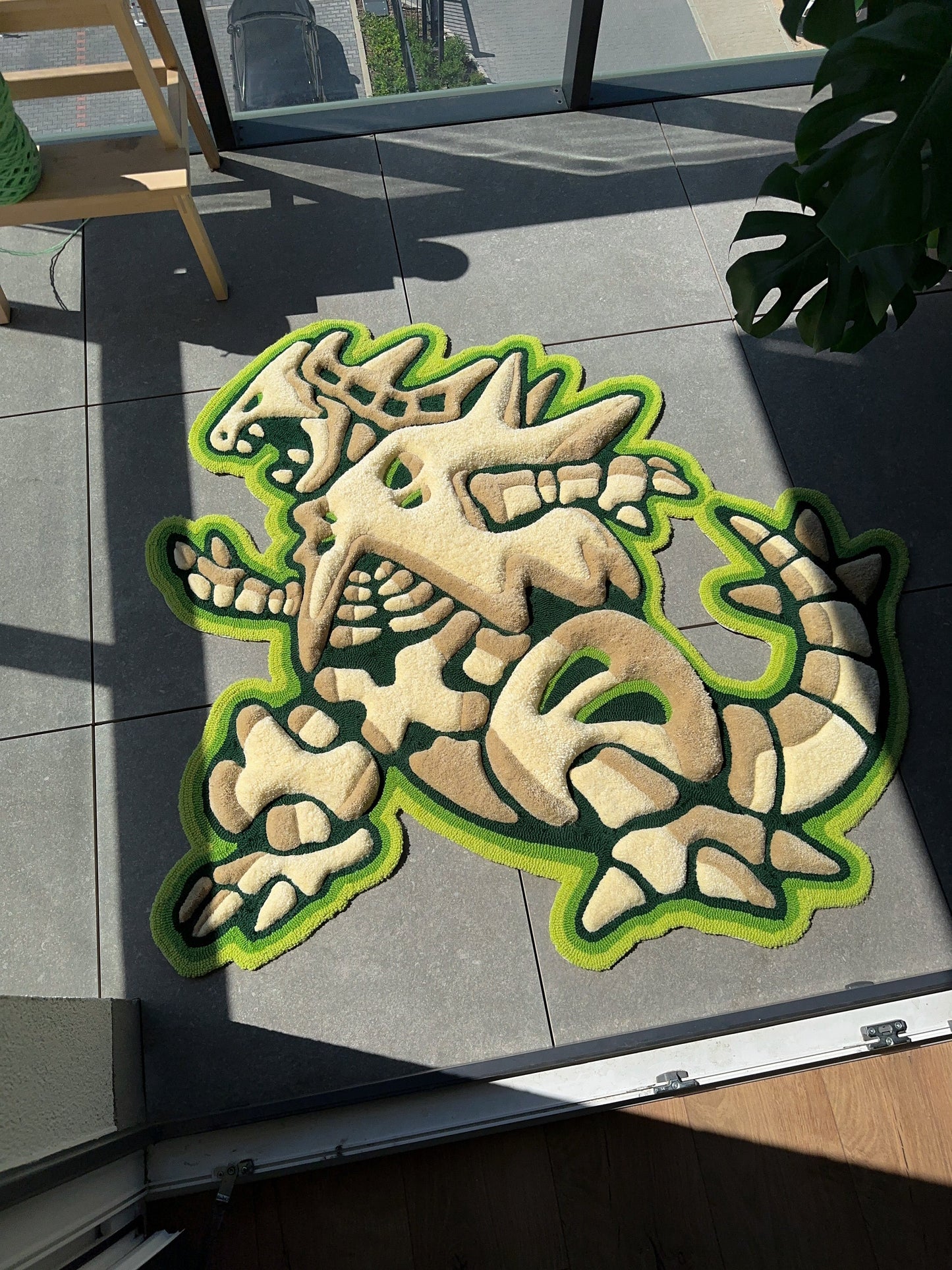 3D Skull Tufted Rug – Handmade Skeleton Rug Inspired by Pop Culture – Unique Home Decor & Gift for Gamers and Anime Fans