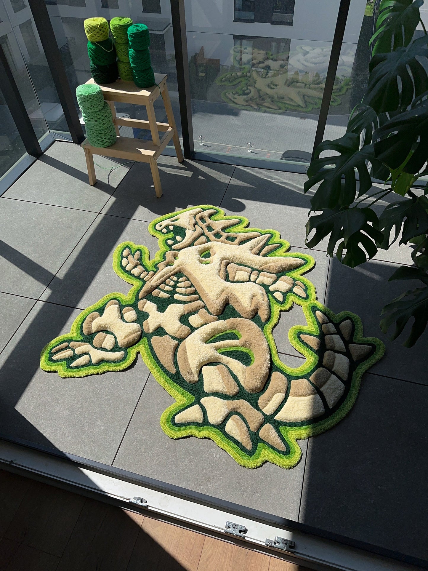 3D Skull Tufted Rug – Handmade Skeleton Rug Inspired by Pop Culture – Unique Home Decor & Gift for Gamers and Anime Fans