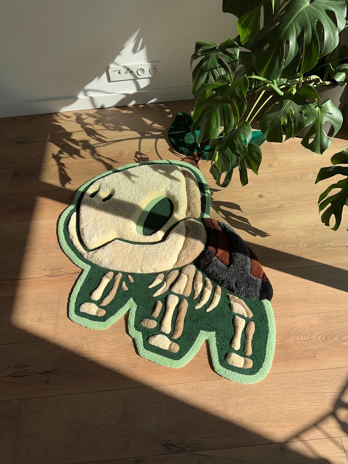 3D Skull Tufted Rug – Handmade Skeleton Rug Inspired by Pop Culture – Unique Home Decor & Gift for Gamers and Anime Fans