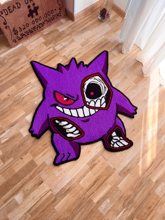 Handmade Tufted Rug with Cute Cartoon-Inspired Creature – Custom Colorful Decor – Ideal Gift for Anime & Game Enthusiasts
