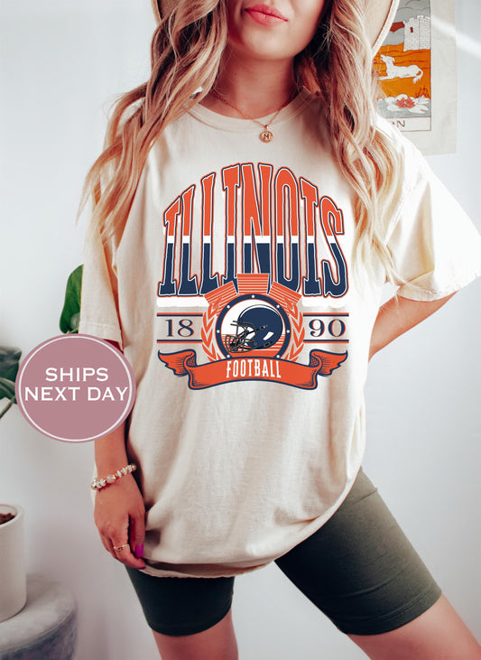 Retro Illinois Football Shirt, Vintage Illinois Football Shirt, Urbana-Champaign Women Shirt, College Football Shirt