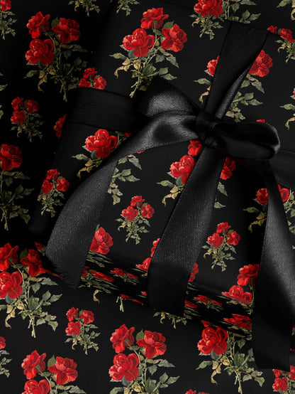 Rose Bouquet Wrapping Paper Red Floral Gift Wrap Luxury Wrapping Paper Romantic Gift for Her Elegant Gift Wrap Wedding Wrapping Paper Print