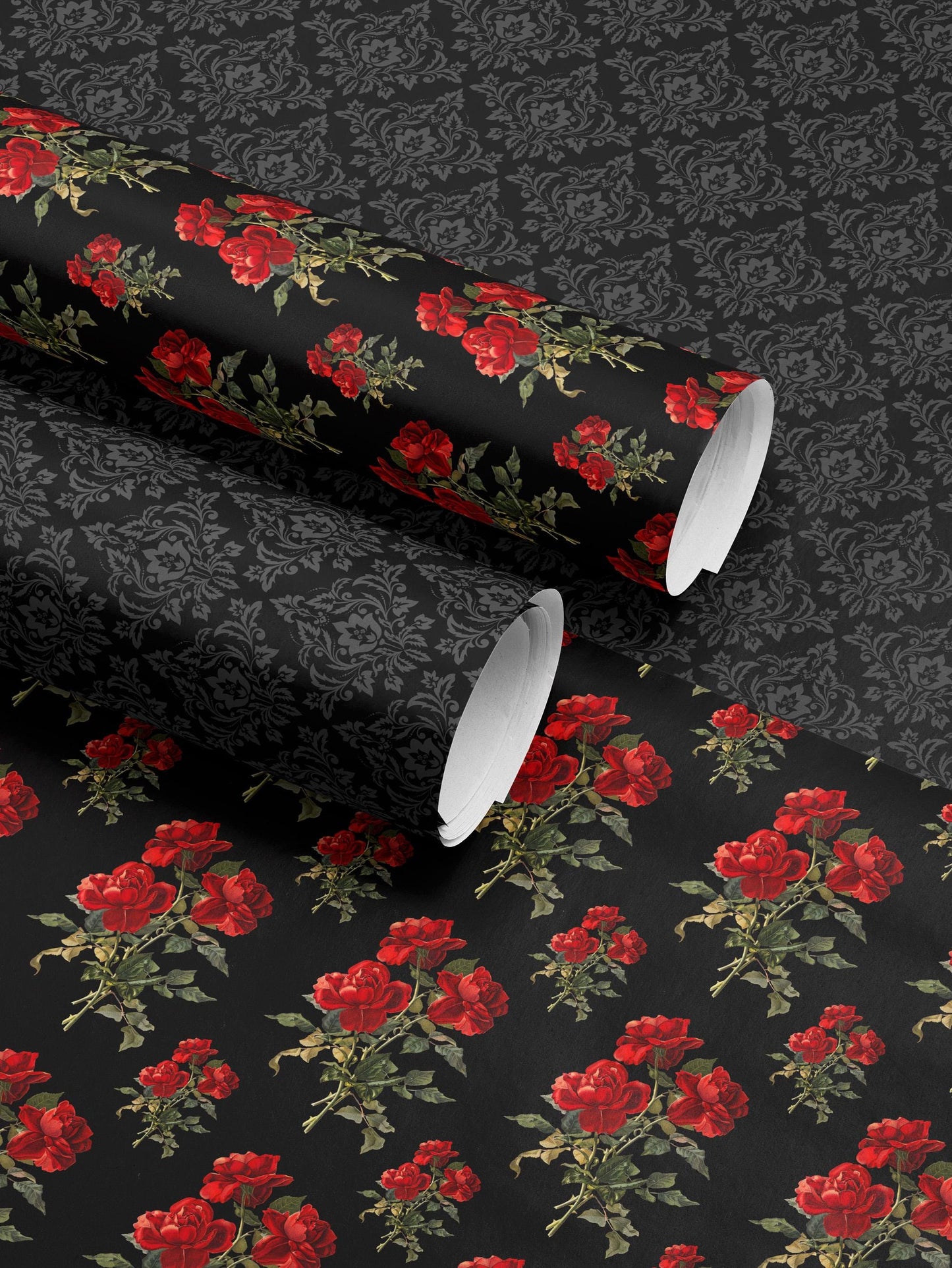 Rose Bouquet Wrapping Paper Red Floral Gift Wrap Luxury Wrapping Paper Romantic Gift for Her Elegant Gift Wrap Wedding Wrapping Paper Print