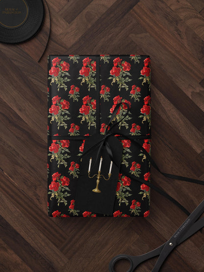 Rose Bouquet Wrapping Paper Red Floral Gift Wrap Luxury Wrapping Paper Romantic Gift for Her Elegant Gift Wrap Wedding Wrapping Paper Print