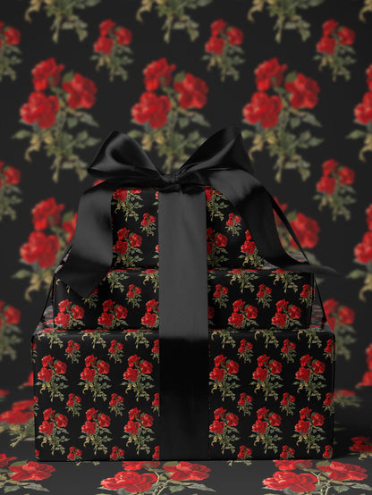 Rose Bouquet Wrapping Paper Red Floral Gift Wrap Luxury Wrapping Paper Romantic Gift for Her Elegant Gift Wrap Wedding Wrapping Paper Print