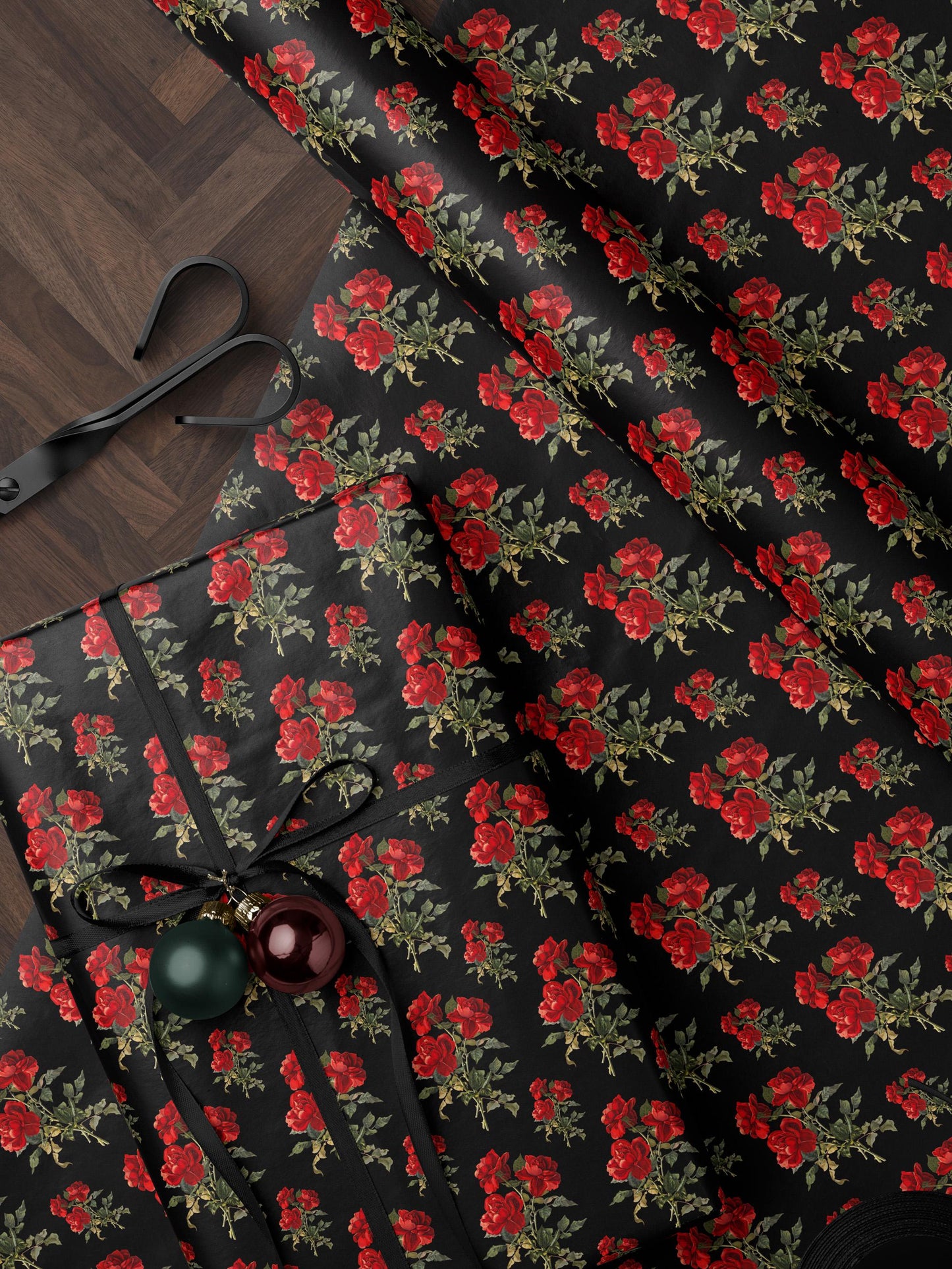 Rose Bouquet Wrapping Paper Red Floral Gift Wrap Luxury Wrapping Paper Romantic Gift for Her Elegant Gift Wrap Wedding Wrapping Paper Print