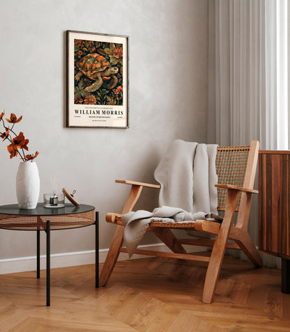 Sea Turtle Art Print: William Morris Style Botanical Decor