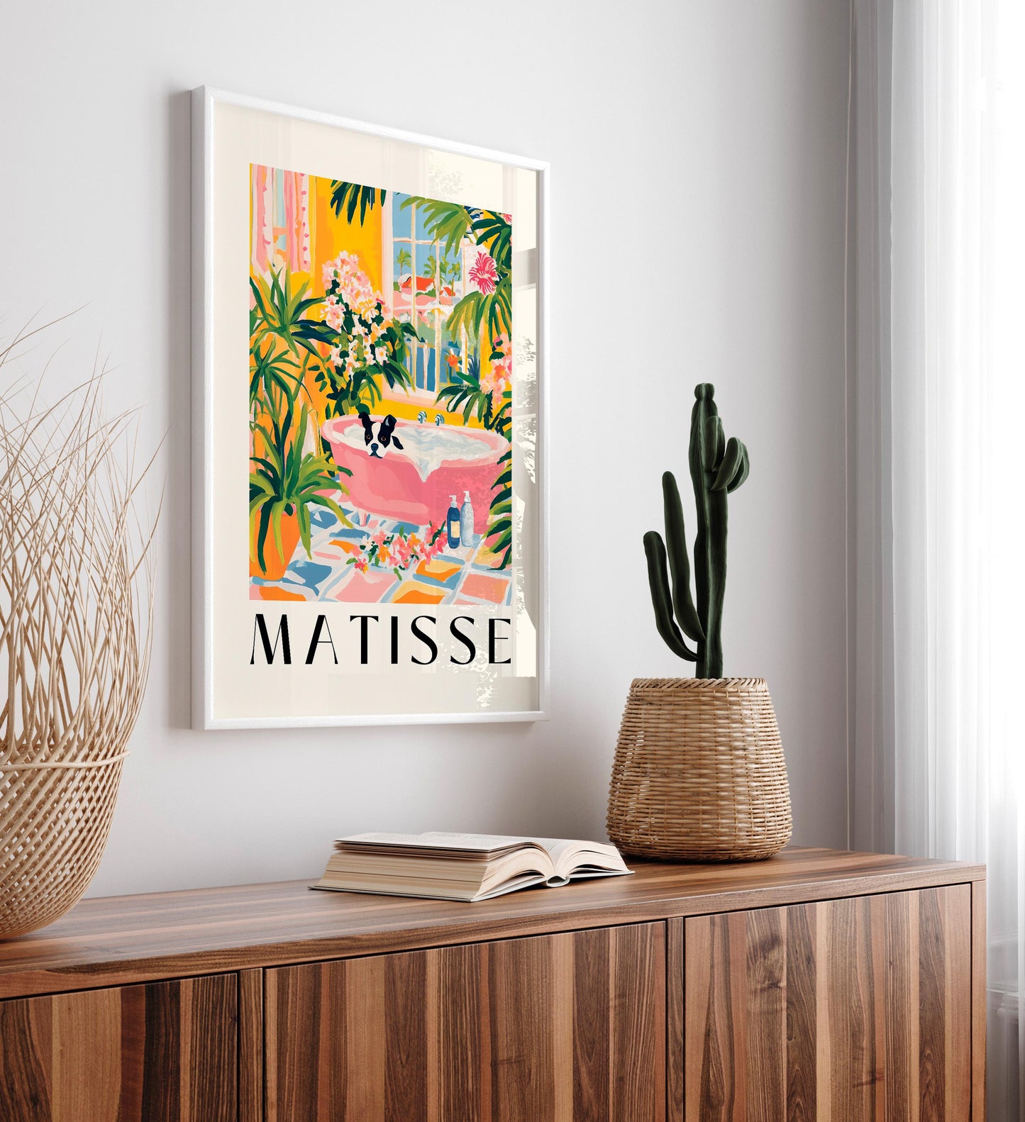 Boston Terrier Print: Funny Bathroom Pink Matisse Art