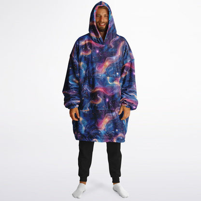 Cosmic Clouds Psychedelic Trippy Print Reversible Snug Hoodie,All Over Print Pullover Hooded Blanket with Sleeves,Lounge Wear,Christmas Gift