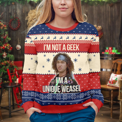 Encino Man Ugly Christmas Sweater: Retro 'I'm Not a Geek' Movie Sweatshirt