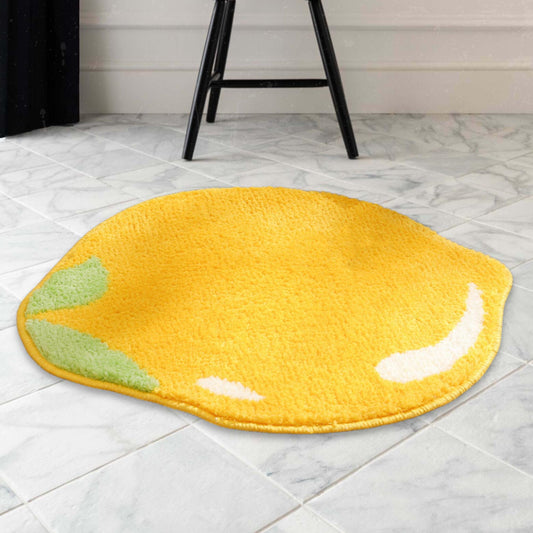 Lemon Bath Mat, Dorm Rug, Tufted Fluffy Fruit Bathroom Rugs for Girls, Funny Shower Rugs, Non Slip Bath Mat